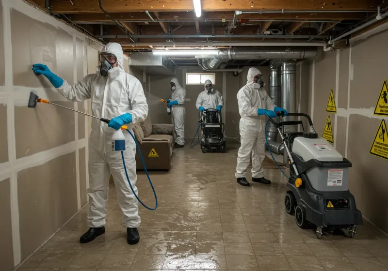 Basement Moisture Removal and Structural Drying process in Ellerbe, NC